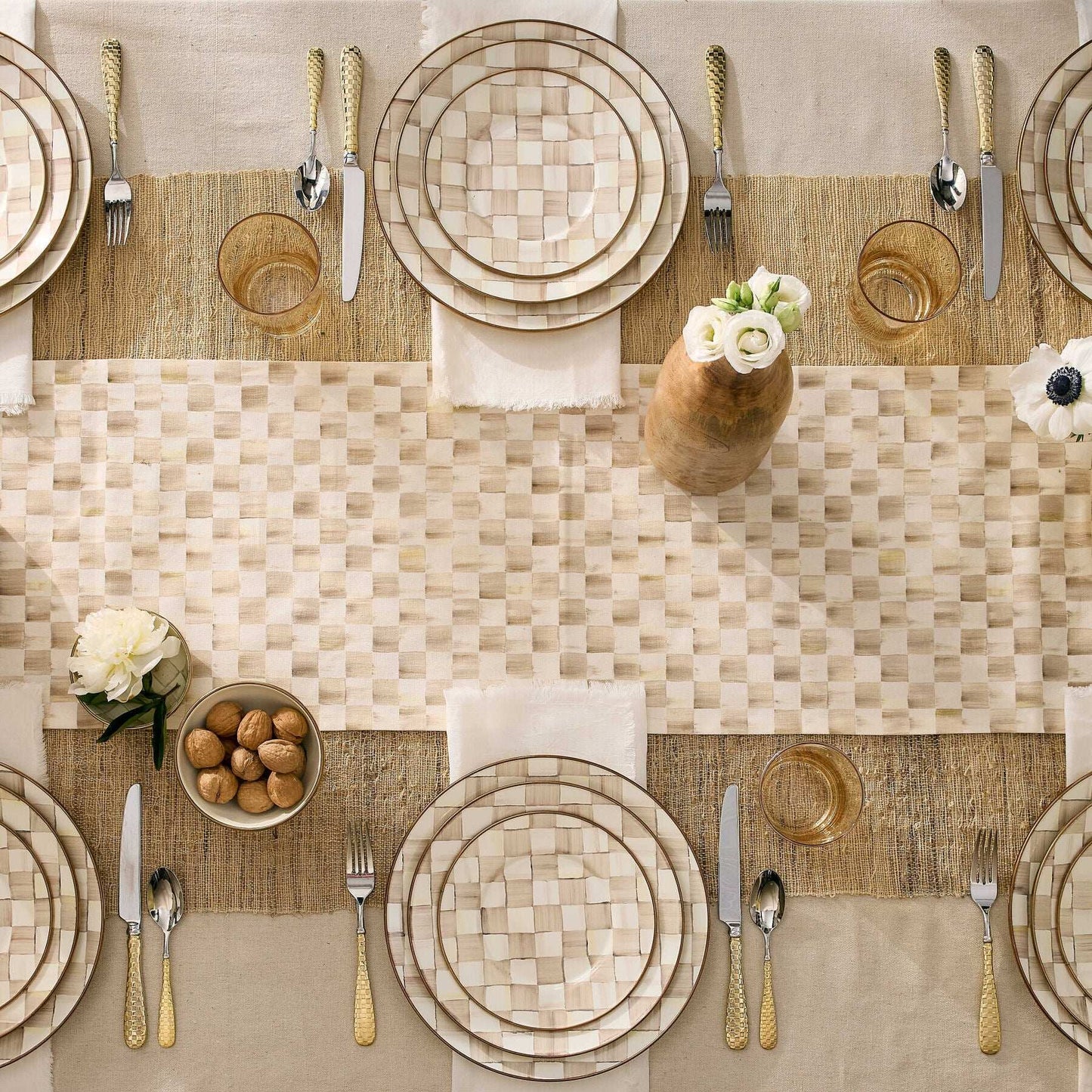 Mocha Check Charger/Plate