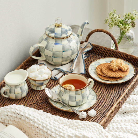 MacKenzie-Childs Sterling Check 4 Cup Teapot