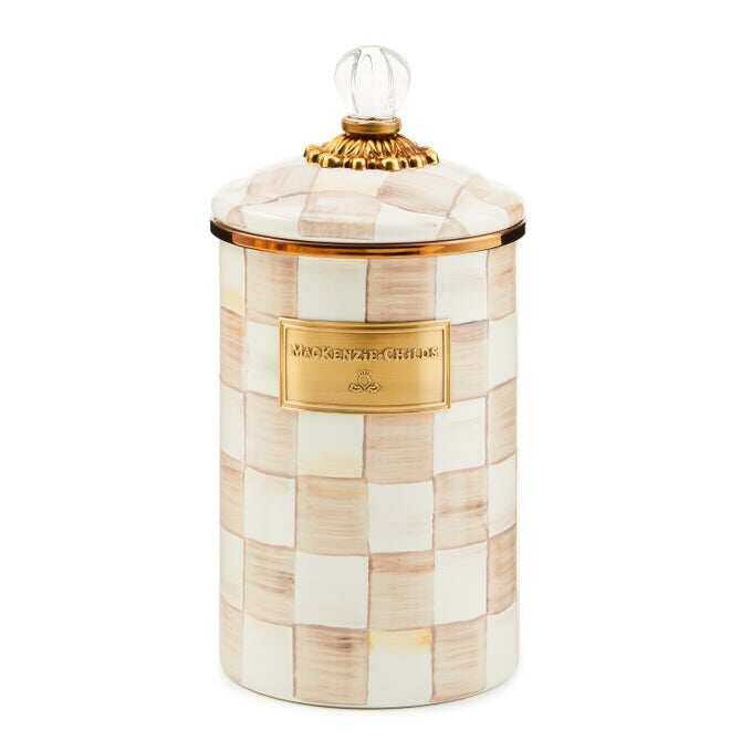 Mocha Check Enamel Canisters